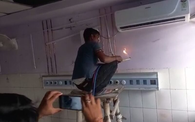 शेखपुरा सदर अस्पताल के शिशु वार्ड में युद्ध स्तर पर लगाया जा रहा है गैस पाइपलाइन
