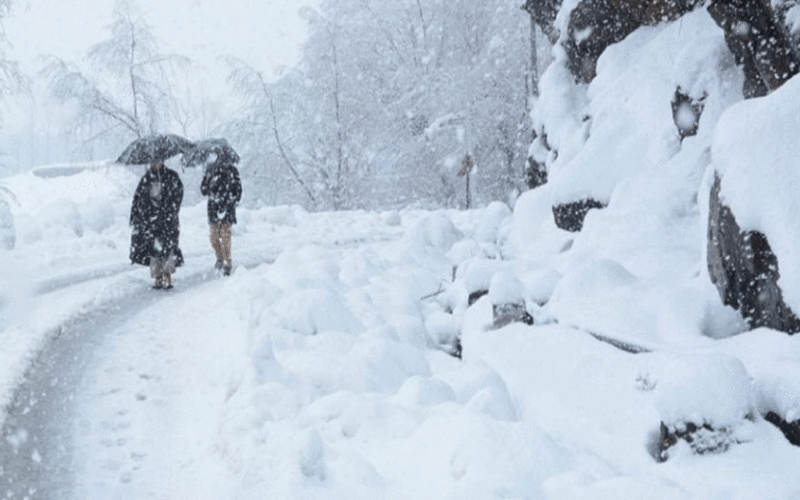 The first snowfall of the season in the higher reaches of Kashmir today