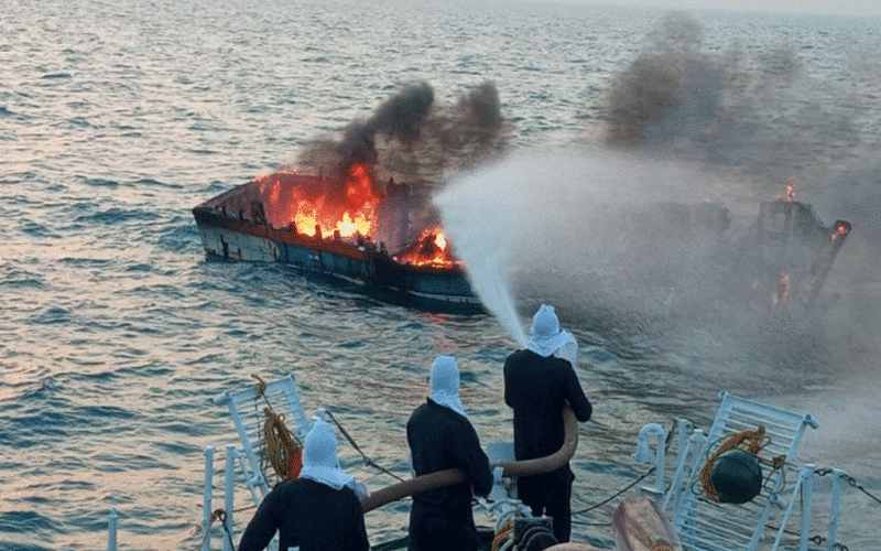 Indian Coast Guard rescues seven fishermen from burning boat