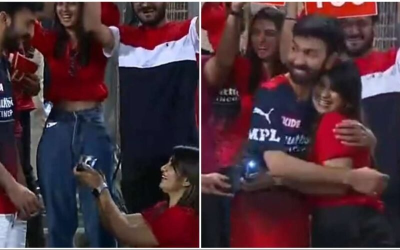 IPL के दौरान प्यार का इजहार: लड़की ने घुटने पर बैठकर ब्वॉयफ्रेंड को किया प्रपोज, लड़के ने गले लगाकर रिंग पहनी