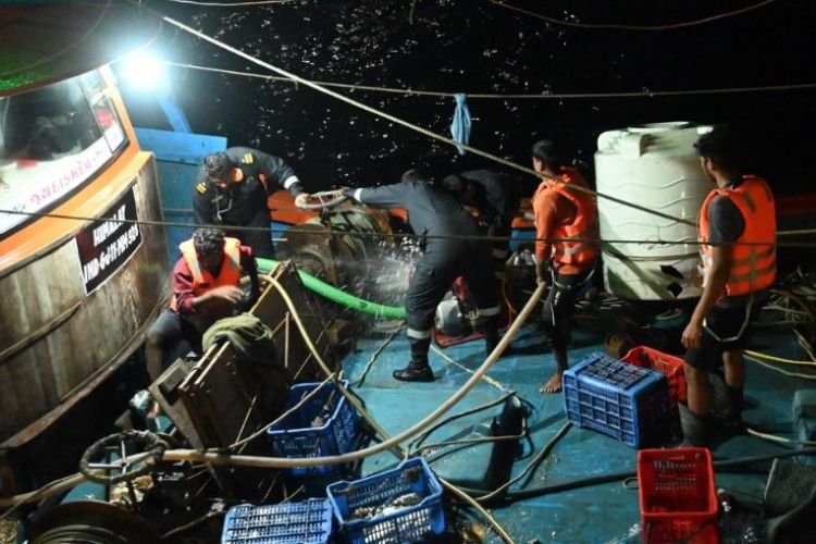 Gujarat: ICG rescues six fishermen from a sinking fishing boat